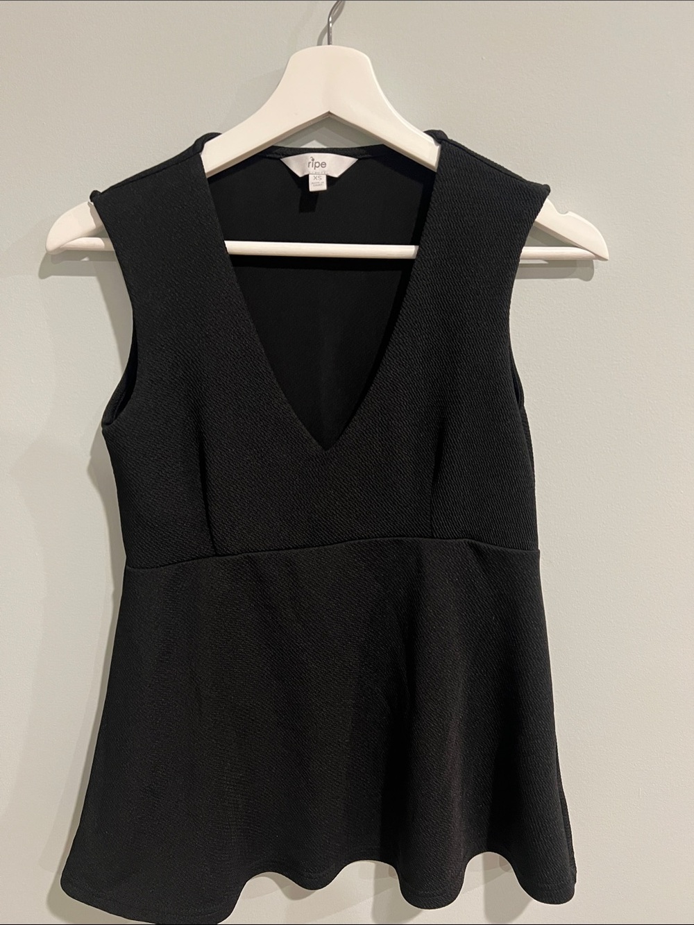 Ripe Black Maternity Textured V-Neck Peplum Top